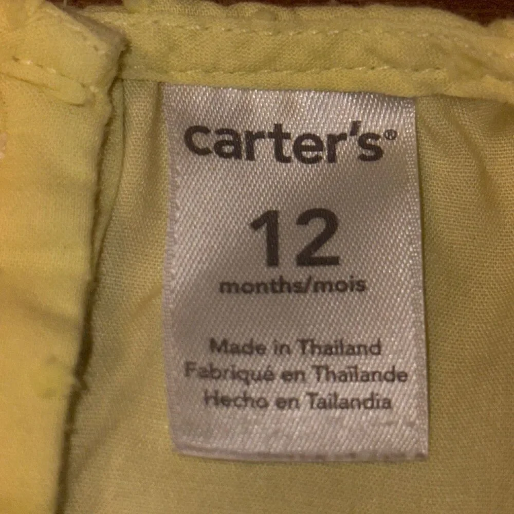 Carter’s Infant Girl’s Yellow Swiss Dot Lined Long Sleeve Tunic Size 12M